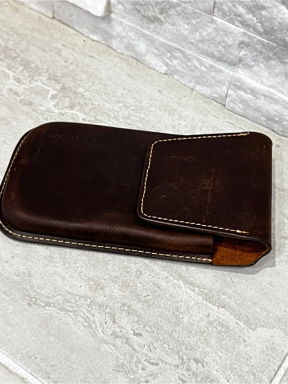 Leather Phone Pouch Case - Brown